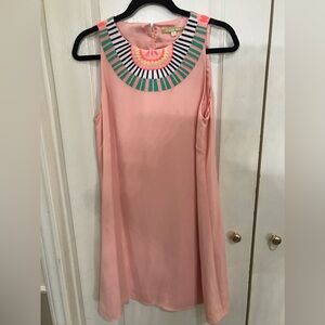 Beautiful peachy pink sleeves less dress.  Embroidery bodice front and back.